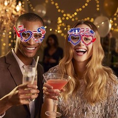Festive 16-Piece Independence Day Photo Props – Fun Sunglasses for Parties