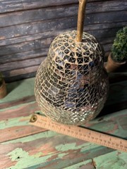 Mosaic Disco Ball Pear Decor – Silver Pear Shaped Centerpiece