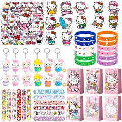 110 Pcs Hello Kitty Party Favors,Hello Kitty Kids Party Bag Sticker Chain Badge