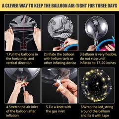10PCS LED Light Up BoBo Balloons Clear Bubble Balloon Wedding Graduation Decor