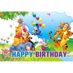 Winnie The Pooh Theme Birthday Party Decorate, 5×3.5ft Happy Birthday Backdrop