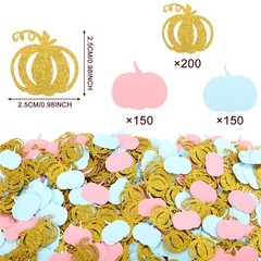 500 PCS Fall Gender Reveal Pumpkin Confetti Gold Blue Pink Glitter Table Dec