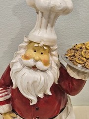 Chef Santa Claus Decor Tabletop Christmas Decorations 8.5 In Chef Hat & Cookies