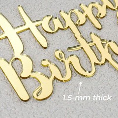 Thicken Mirror Acrylic Happy Birthday Cake Toppers, Happy Birthday Sign for G…
