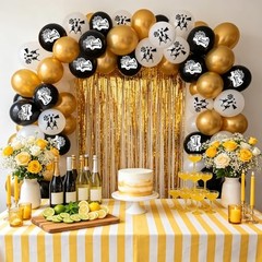 45pcs 12 Inch Black White Gold Cheerleading Party Latex Balloons for Girls