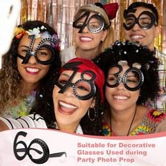 6-Pack Birthday Glasses with Rhinestones, 60th Photo Booth Props [Black]