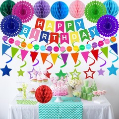 Birthday Decorations Colorful Happy Banner Paper Colorful,