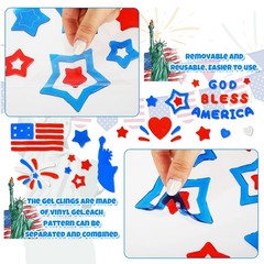 7 Sheets Patriotic Window Gel Clings American Flag Stars I Love USA Window Jelly