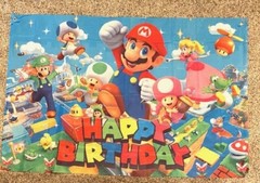 MARIO BROS, PARTY KIT, BANNER, TABLE CLOTH, CHARACTERS, READ WRITE UP