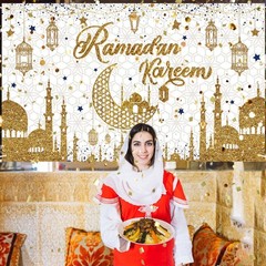 Ramadan Kareem Backdrop Banner, Mubarak Photo Background Banner for Islamic Rama