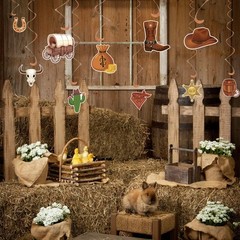 24PCS Western Party Decorations, Western Cowboy Hanging Swirl Decorations Wil…