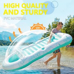 Inflatable Pool Floats Adult 87″x 47″ Large Lounger Float with Storage Cooler