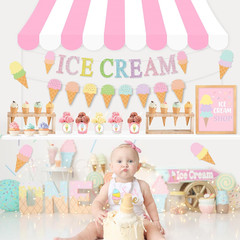 Ice Cream Party Stand Decor Kit, Summer Sundae Playstand Play Shop ICE CREAM Ban
