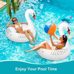 Inflatable Pool Floats, Solar Powered Large Swan Pool Float for Adult, LED Co…
