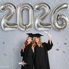 Silver Graduation Decorations 2026 | Giant, 42 Inch, Foil 2026 Graduation Bal…