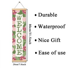 Floral Welcome Porch Banner, Rustic Color Flower Wall Decor Banner, Hanging D…