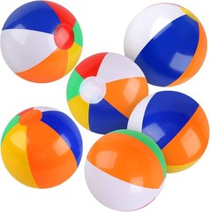 6 Pack Inflatable Beach Balls 10 Inch Rainbow Pool Toys Summer Water Games Kids