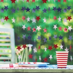 8 Pack Total 52.5Ft Patriotic Star Streamers Banner Blue Red White Star Garla…