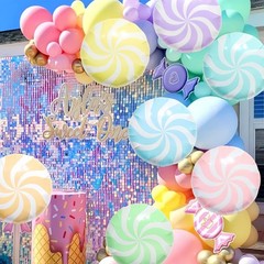7 Colors Macaron Candy Balloons 18 Inch/Round Lollipop Foil Balloons for Sprin