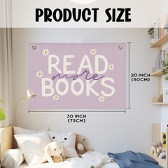 Reading Nook Read More Books Banner – Purple Book Lover Decor, Classroom Past…