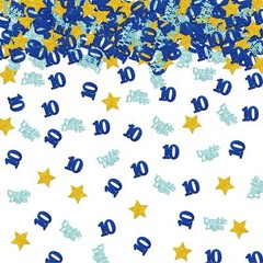 Double Digits 10 Confetti 100pcs Blue Glitter 10th Birthday Table Decoration