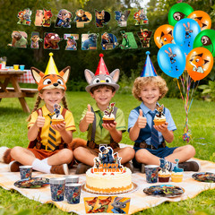 Zootopia Birthday Party Decoration 114 Pcs Disney Party Banner Balloos Cup Set