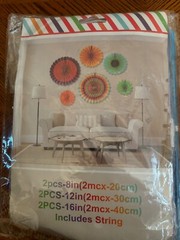 6 PCS Colorful Hanging Paper Fan Decorations Rainbow Colors