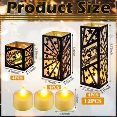 12 PCS Happy Retirement Party Table Decorations Black Gold Centerpiece Lantern