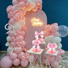 9 PCS Pink Bowknot Honeycomb Table Centerpieces Baby Shower Birthday Decor