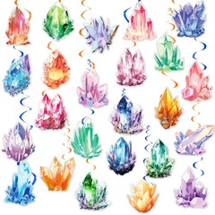 24 PCS Crystal Hanging Swirl Decorations Ceiling Streamers Colorful