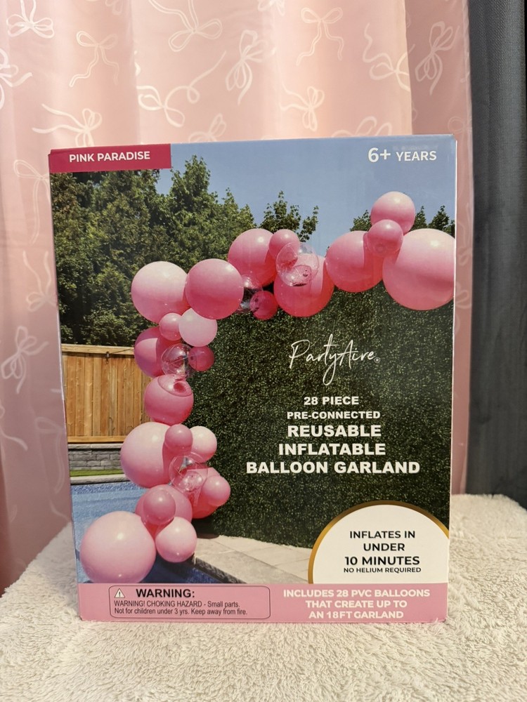 PartyAire Pink Paradise 28 Piece Reusable Inflatable PVC Balloon Garland