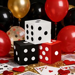 123Pcs Casino Balloon Arch Kit, Red Black Gold Balloons with Large Dice , Sta…