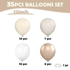Beige White Gold Balloons,12 Inchs Sand White Metallic Champagne Clear Bride …