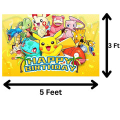 Pokemon Pikachu Theme Birthday Party Backdrop Decor 5x3ft Banner Decoration
