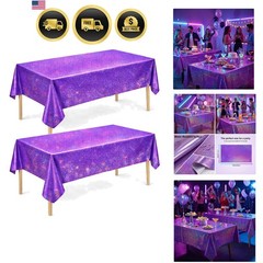 Purple Birthday Decorations Laser Purple Tablecloth 2 Pack Party Decor