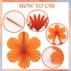 15 PCS Pink Orange Paper Flowers Lanterns Floral Backdrop Wall Decor