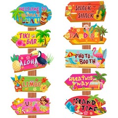 Hawaiian Luau Party Directional Sign 20Pcs Summer Tropical Party Direction Signs