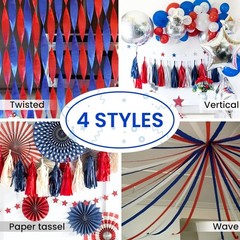 492ft Red White Blue Crepe Paper Streamers – Perfect for Independence Day Decor