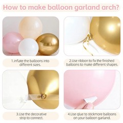 Pink and Gold Balloon Arch Kit,139 Pcs Light pink and White Balloons,Nude and…