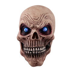 Skeleton with Blue Light Up Eyes Adults Halloween Fancy Dress Latex Skull Mask