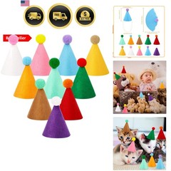 Mini Birthday Party Hats Multicolor Cone Hats for Pets and Kids 10pcs