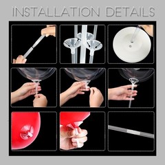 (2) 10″ Balloon Stand Table Kit w/LED Lights – Sticks & Bases Red Pink & Opaque