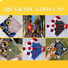 10 Pieces Graduation Cap Decorations Graduation Cap Topper Glitter Blank Grad Ca