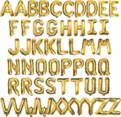 [52 PCS] 16″ Foil Gold Letter Balloons 2 Sets of A-Z, Mylar Aluminum Hanging Alp