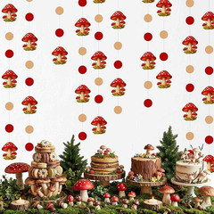 4Pcs Mushroom Garland Party Decorations for Fairy Birthday Baby Shower Tea Garde