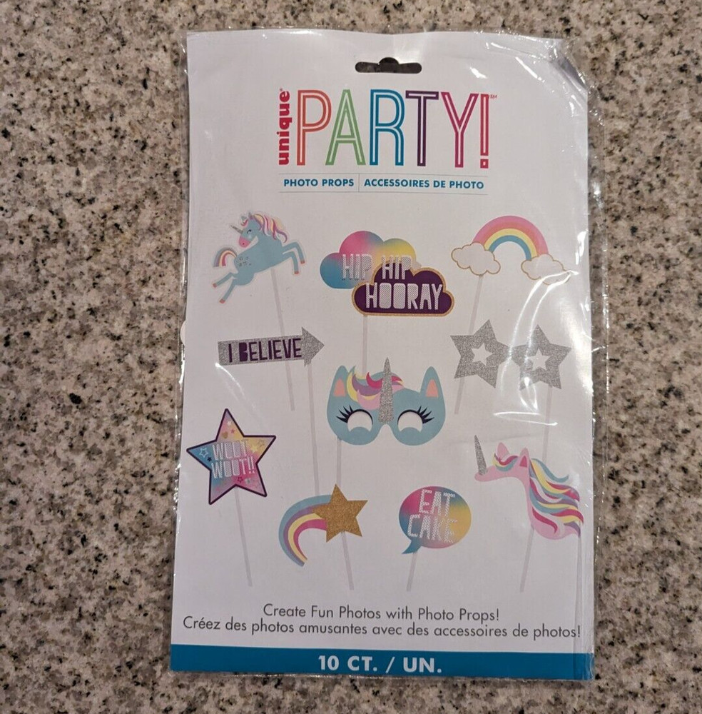 10 Piece Unicorn Stars Photo Booth Props Girls Birthday Party Selfie Accessories