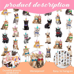 Cat Theme Garlands Kitten Birthday Party Decorations 8PCS Pet Cat Hanging Paper