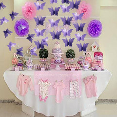 4 Pack 3D Butterfly Paper Garland (36 Feet Total), Lavender & Royal Purple Hangi