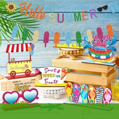 Summer Garland Hello Summer Banner W/ Colorful Glittery Popsicle Banner