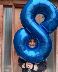 Metallic Blue Number 8 Balloon 40 Inch, 8 Balloon Number, 8th Birthday Decora…